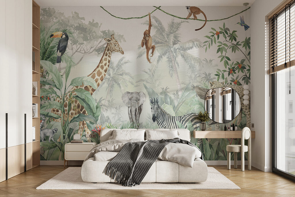 Wall mural of animals in the jungle