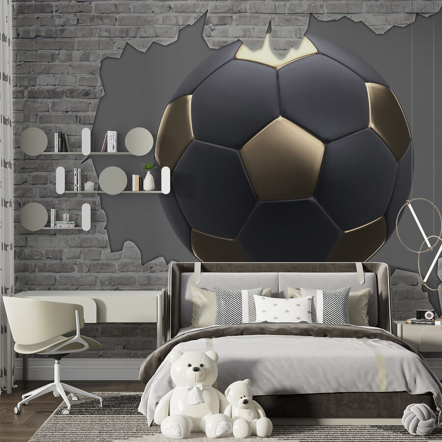 Un balón de fútbol atraviesa una pared