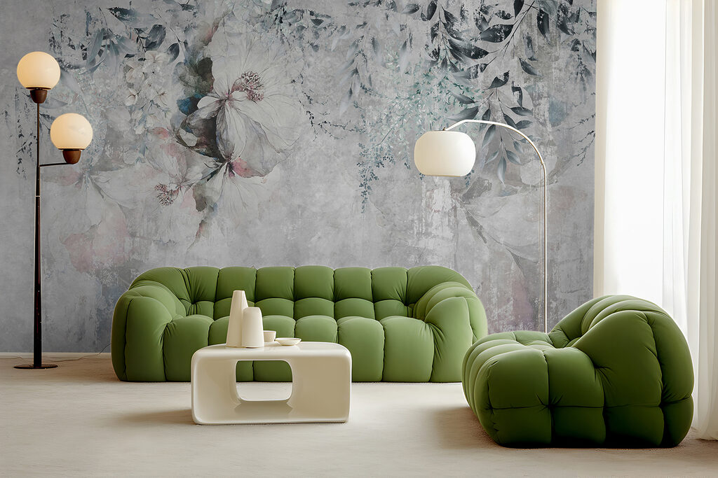 Painting of flowers and leaves