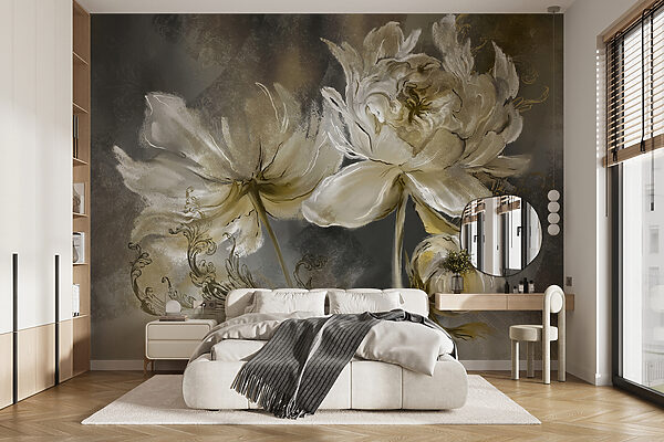 Pintura de flores sobre una superficie Pintura de flores sobre una superficie