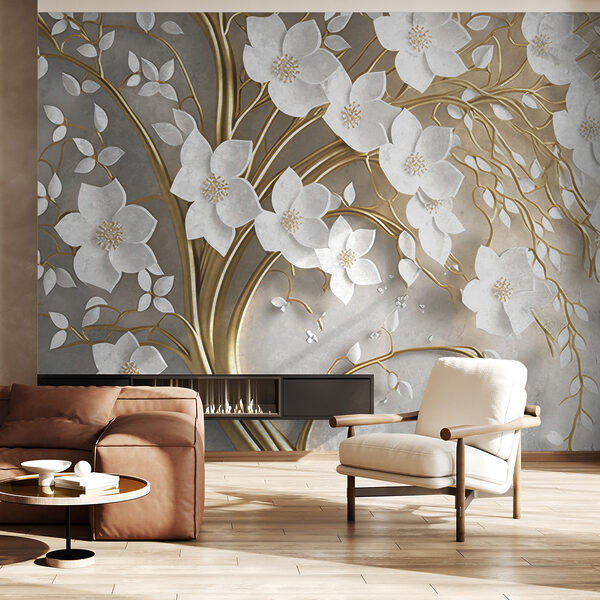 Árbol con flores y hojas blancas Árbol con flores y hojas blancas