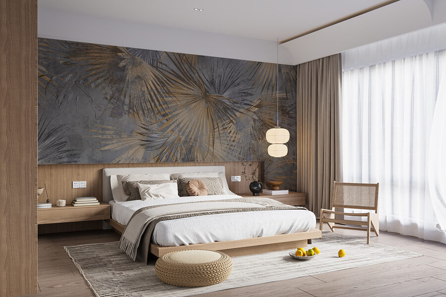 Papel pintado con hojas de palmera