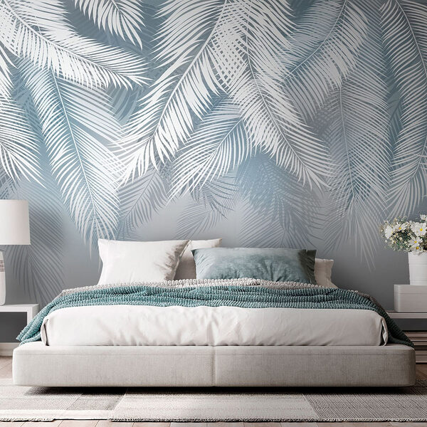 White leaves on a gray background