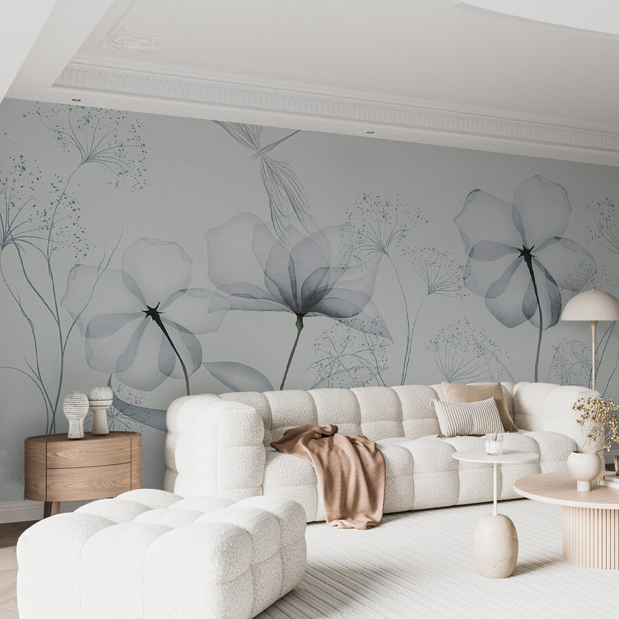 Flores transparentes con hojas