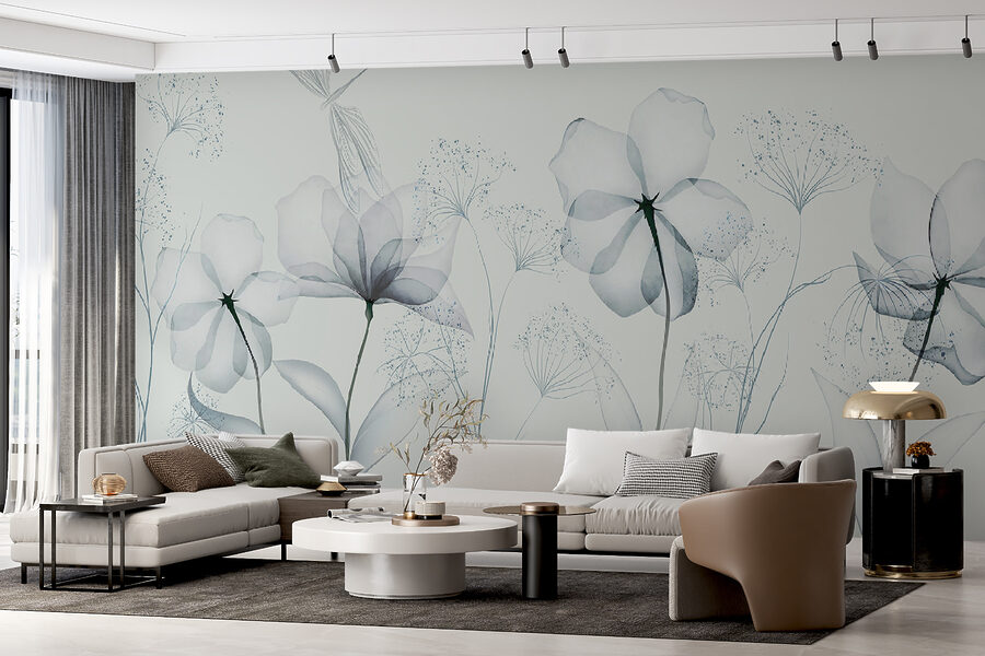 Flores transparentes con hojas