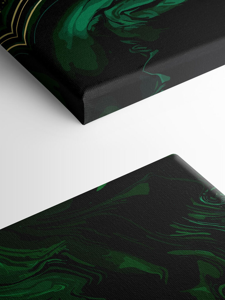 Emerald swirls with sparkling accents