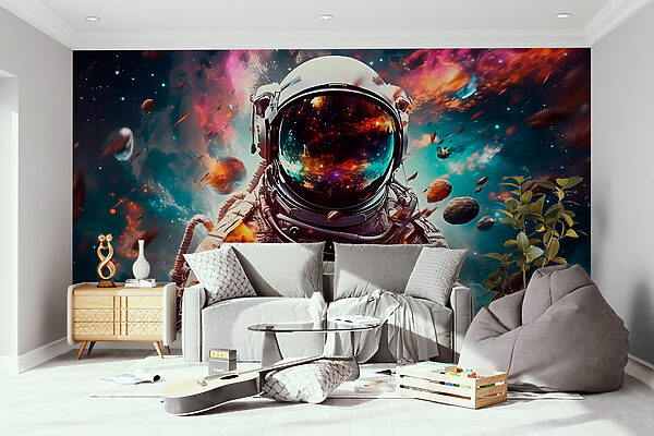 Un astronauta en el espacio con un gran casco Un astronauta en el espacio con un gran casco
