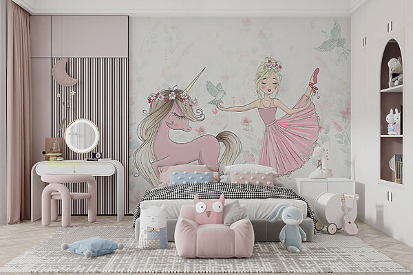 Unicornio y una niña Unicornio y una niña
