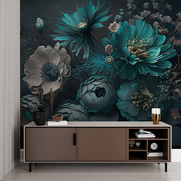 Elegante arreglo floral en tonos fríos. Elegante arreglo floral en tonos fríos.