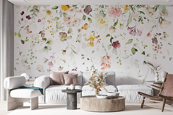 Pintura de flores y hojas Pintura de flores y hojas