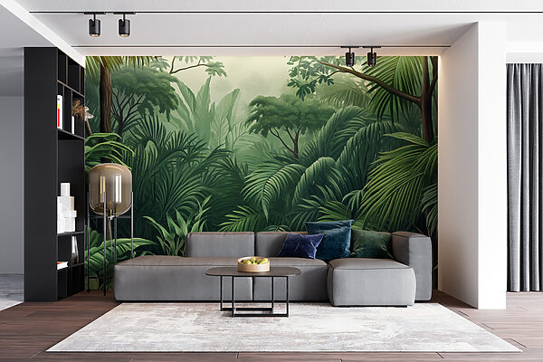 Green forest with many leaves