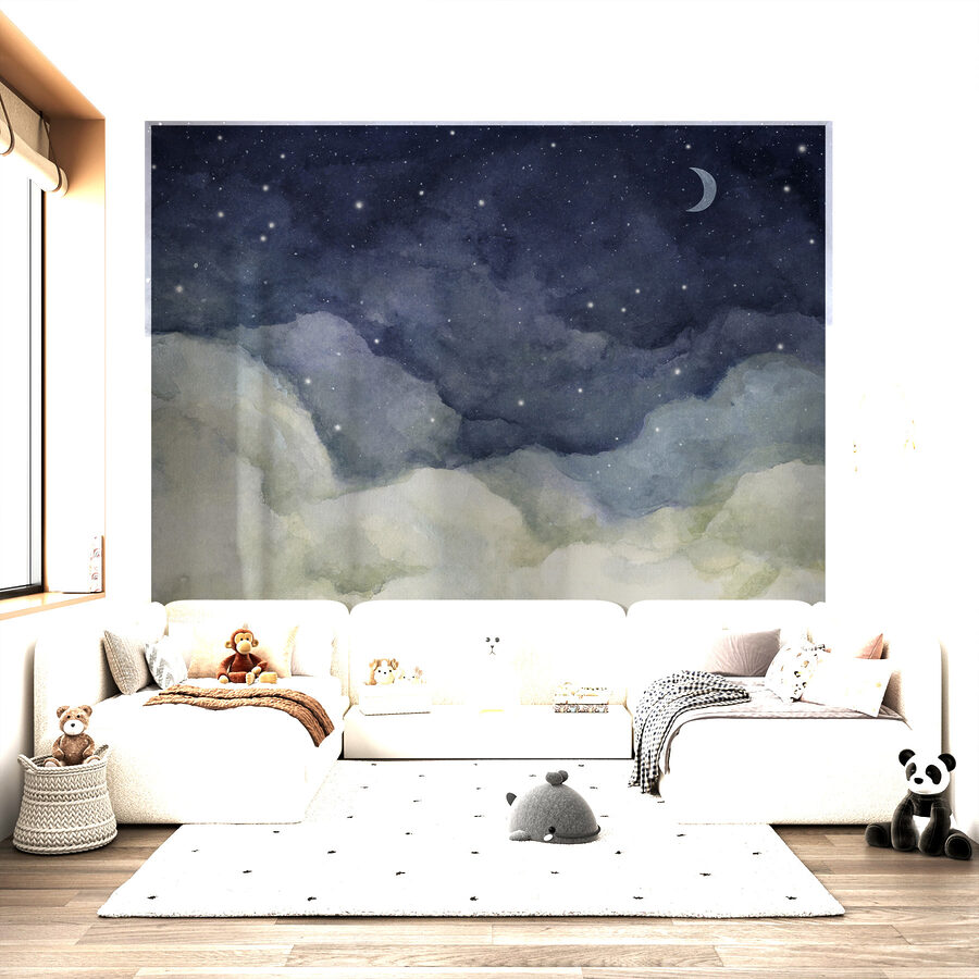Luna y nubes de noche