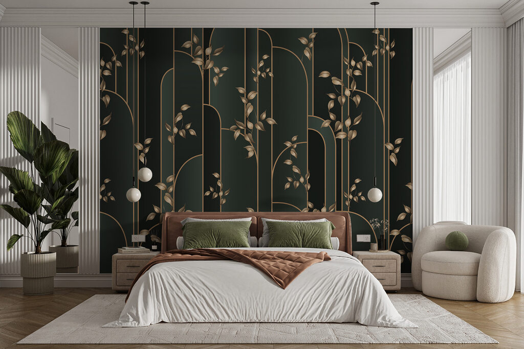 Wallpaper with leaves on it
