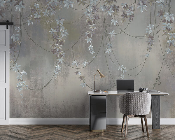 Papel pintado con flores blancas Papel pintado con flores blancas