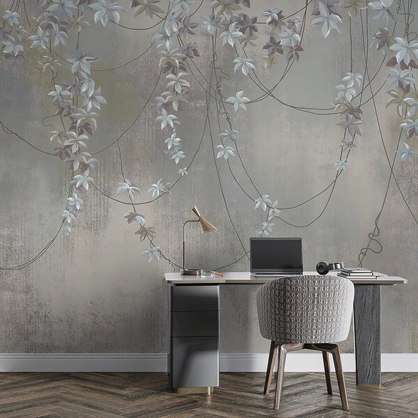 Papel pintado con flores blancas Papel pintado con flores blancas
