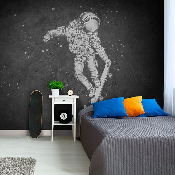 Dibujo de un astronauta en monopatín Dibujo de un astronauta en monopatín