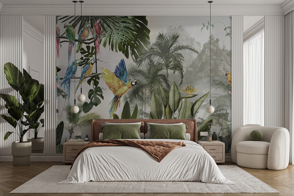 Group of birds in a forest