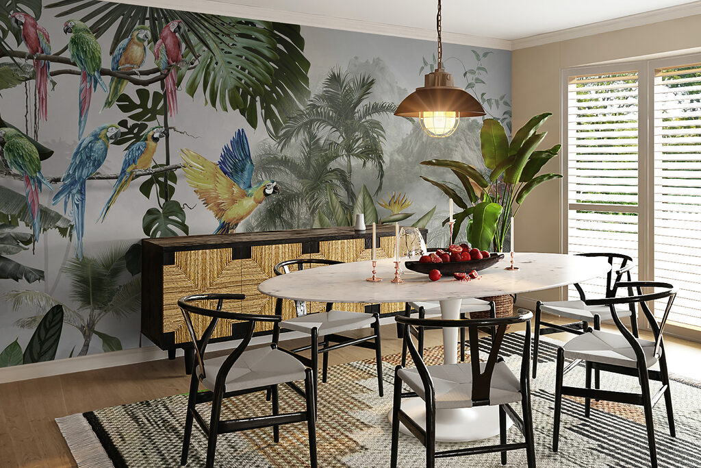 Group of birds in a forest