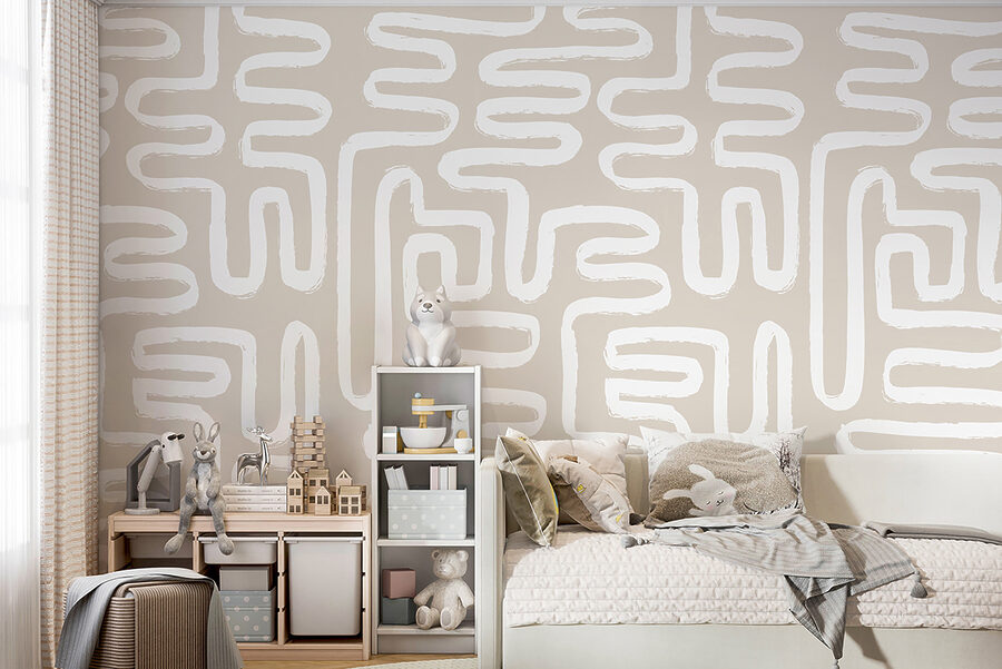 Fotomurales Líneas blancas sobre fondo beige - Imagen 8