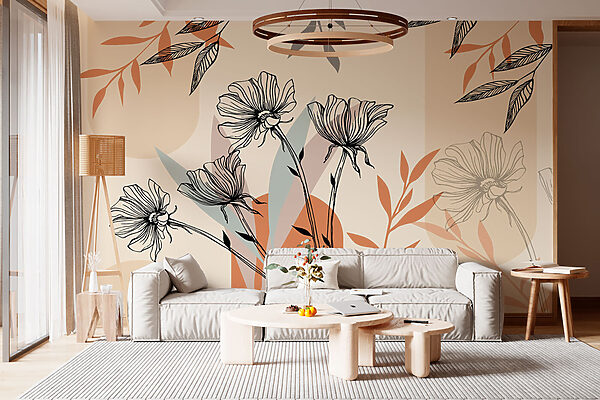 Drawing of flowers and leaves