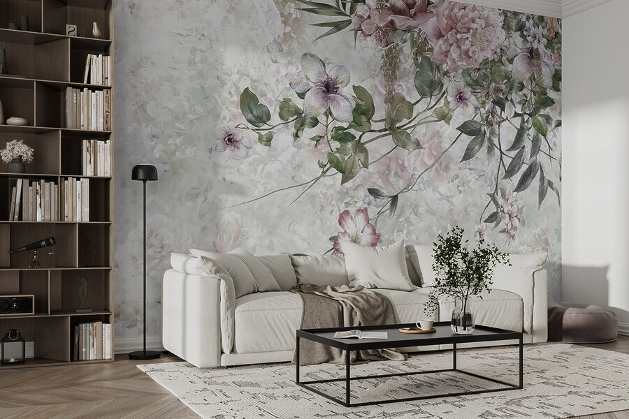 Pintura de flores sobre fondo blanco