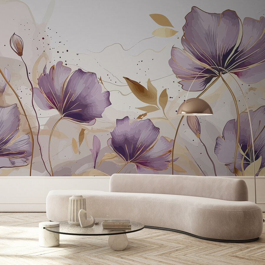 Pintura de flores moradas