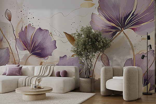 Pintura de flores moradas Pintura de flores moradas
