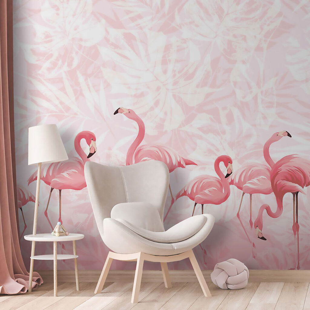 A group of pink flamingos