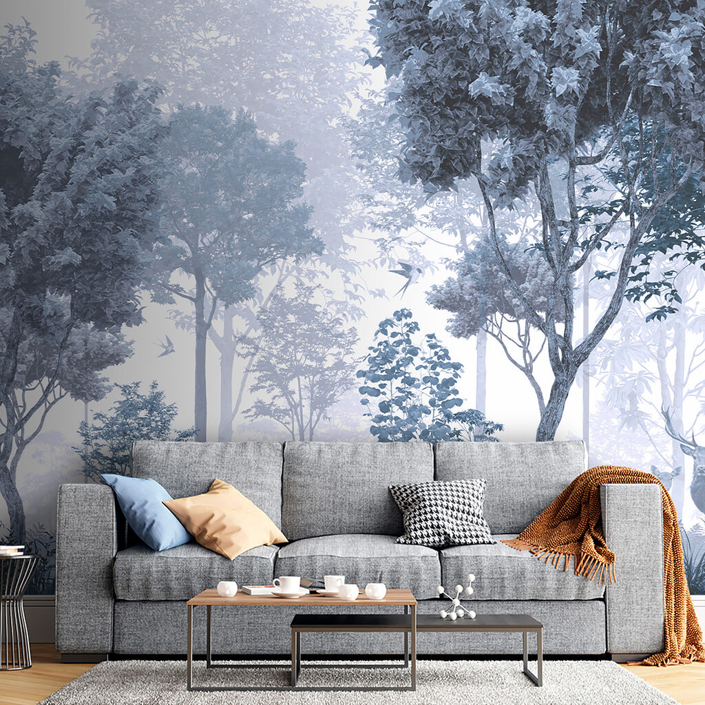 A forest with trees and plants