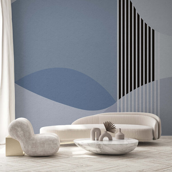 Un fondo azul y blanco con líneas y círculos negros Un fondo azul y blanco con líneas y círculos negros