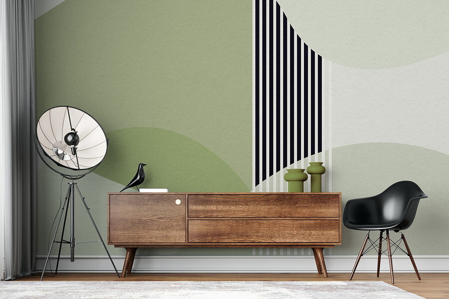 Un diseño geométrico verde y negro