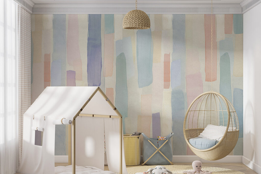 A colorful rectangular pattern on a white surface