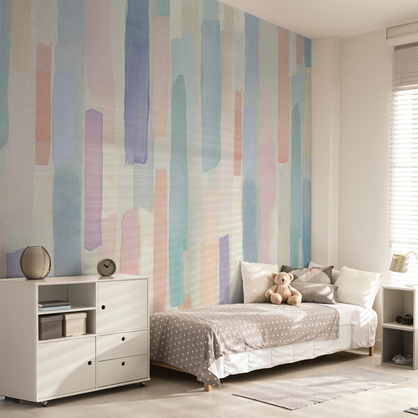 A colorful rectangular pattern on a white surface