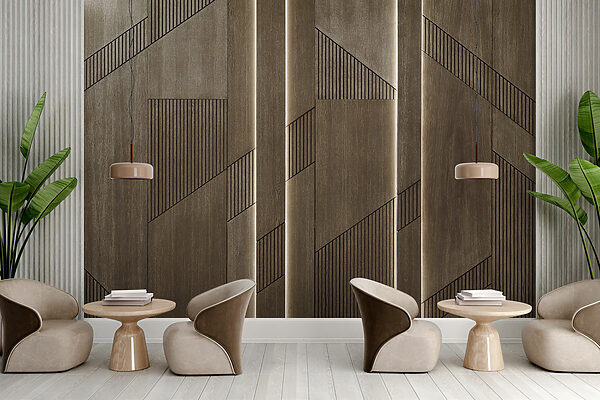 Elegante diseño geométrico sobre paneles de madera. Elegante diseño geométrico sobre paneles de madera.