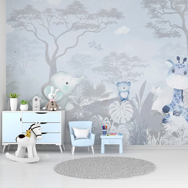 A group of animals in a forest