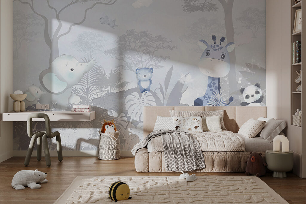 A group of animals in a forest