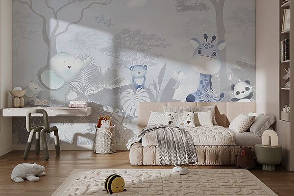 A group of animals in a forest