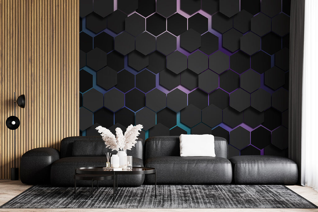 A group of black hexagons A group of black hexagons