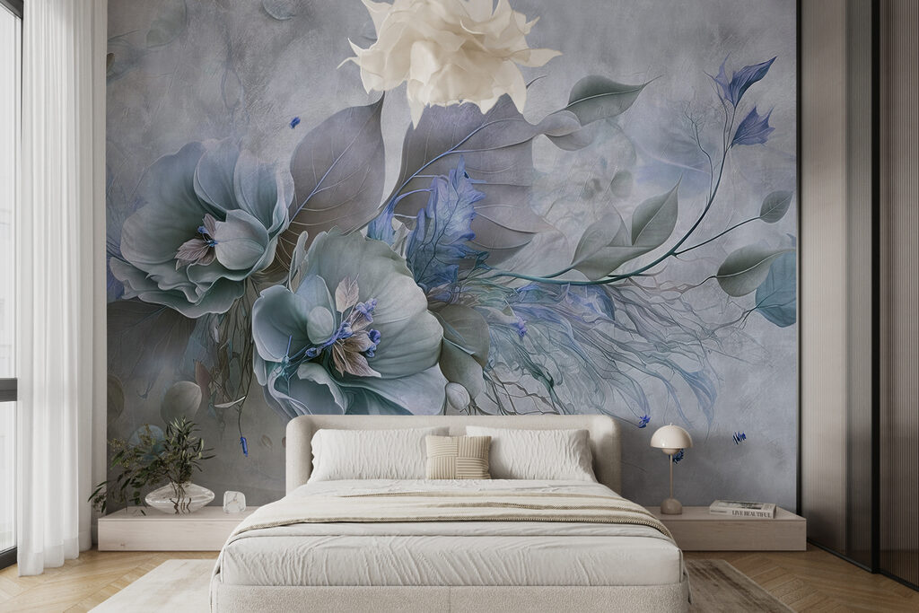 A painting of flowers and leaves A painting of flowers and leaves