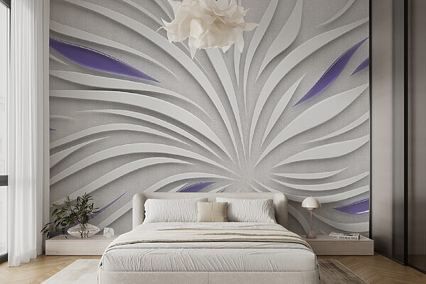 Un remolino blanco y morado en una pared Un remolino blanco y morado en una pared
