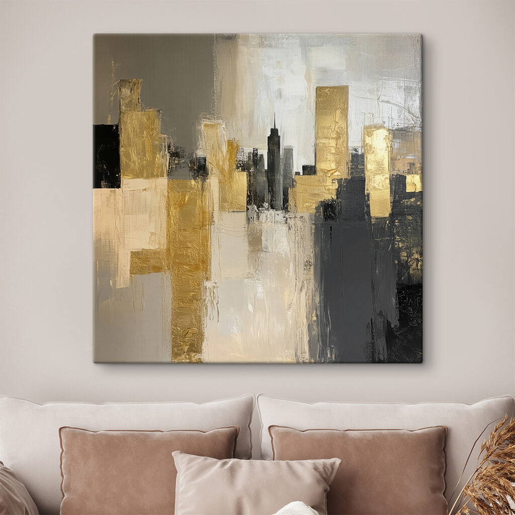 Painting of a city skyline Painting of a city skyline