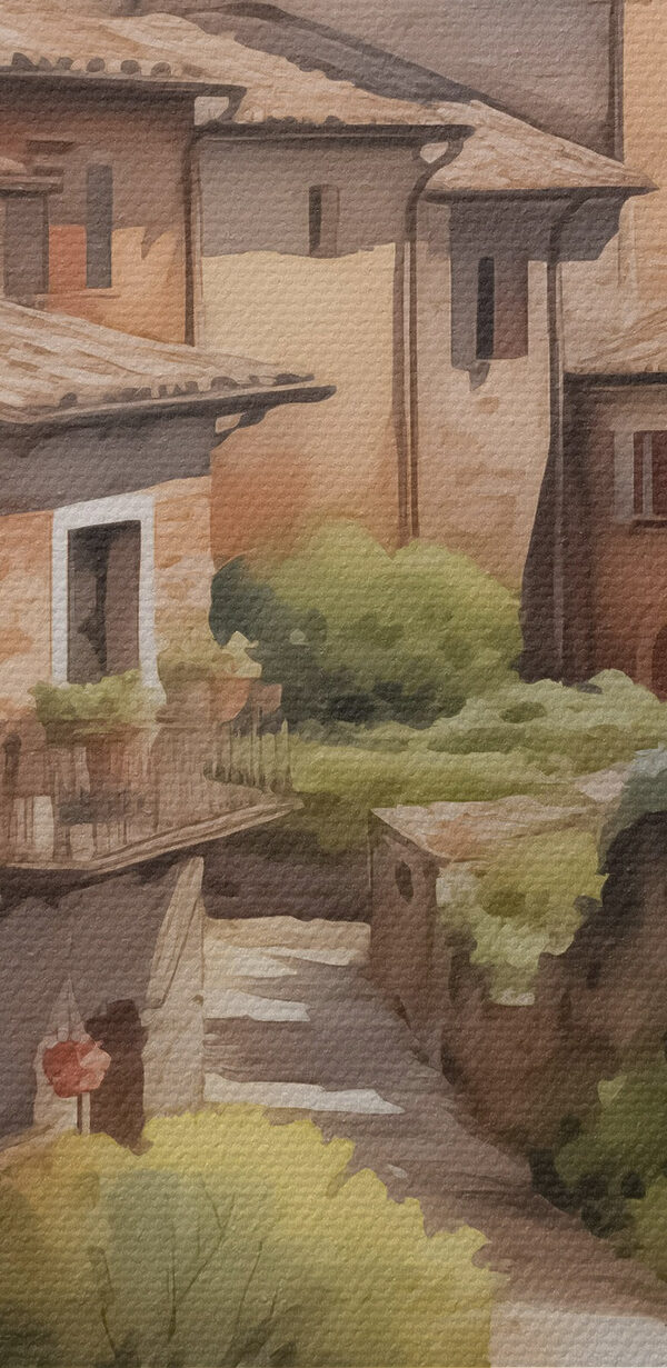 Watercolor painting of a village Watercolor painting of a village