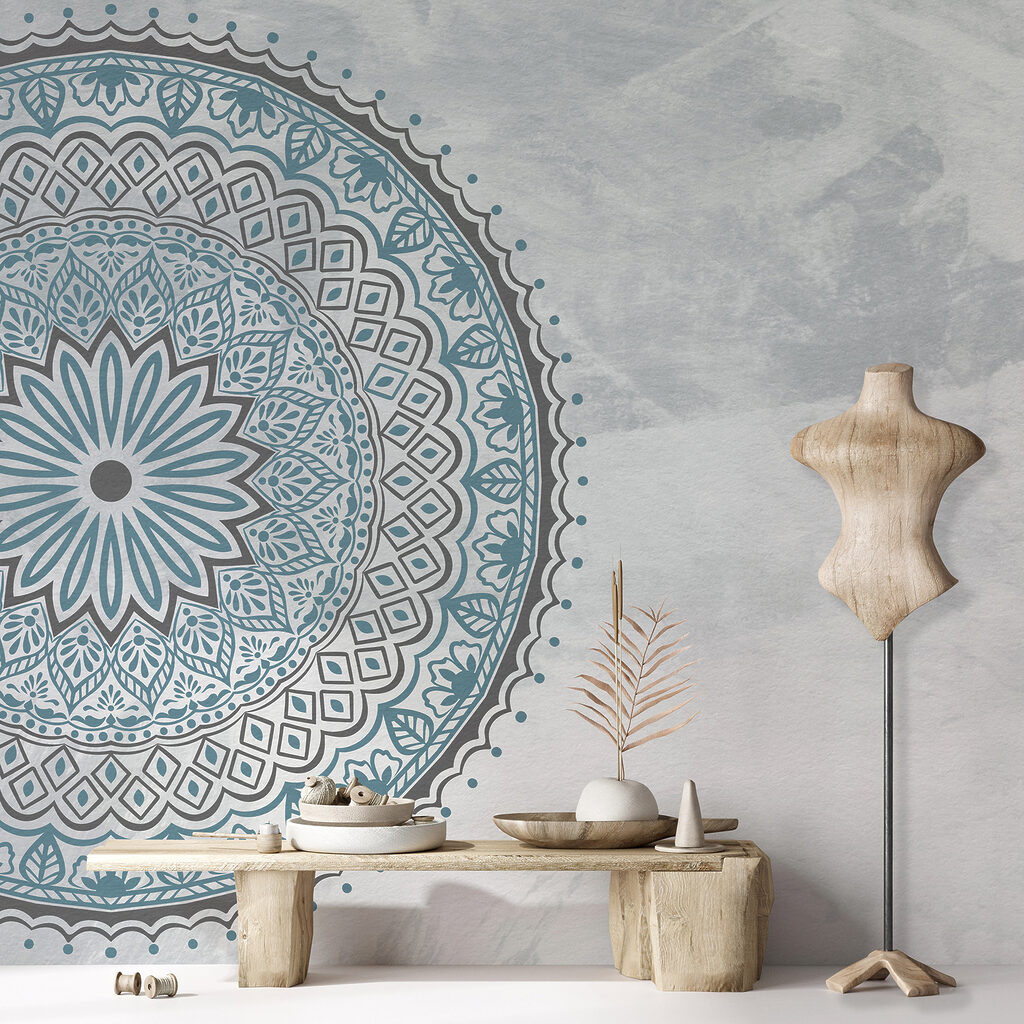 A blue and grey mandala