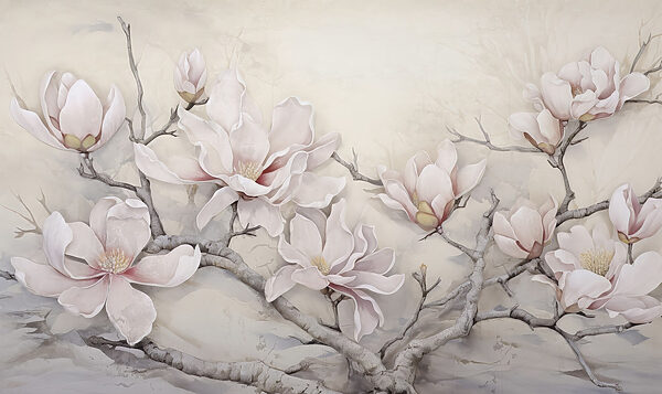 Pintura de flores en una rama Pintura de flores en una rama