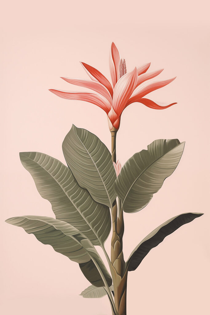 Painting of a flower and leaves Painting of a flower and leaves