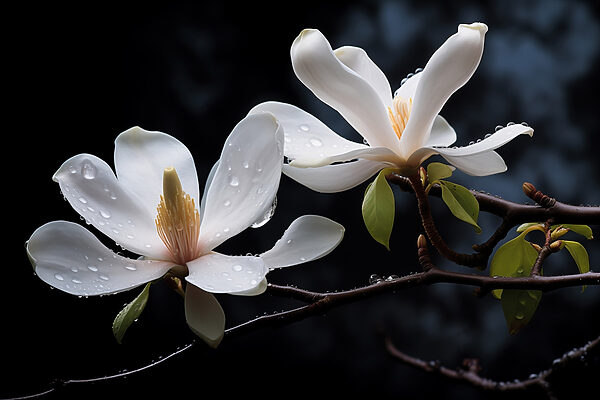 Delicate blossoms adorned with droplets Delicate blossoms adorned with droplets