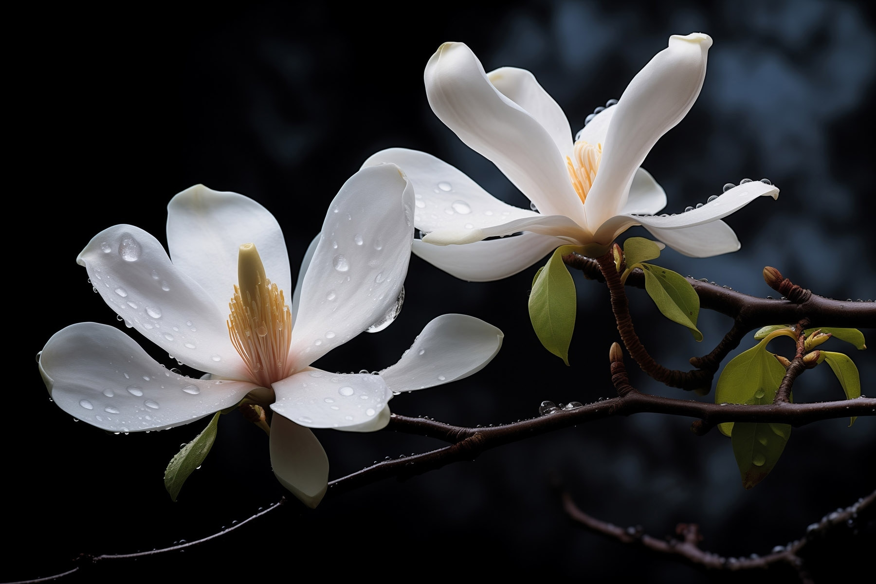 Delicate blossoms adorned with droplets Delicate blossoms adorned with droplets