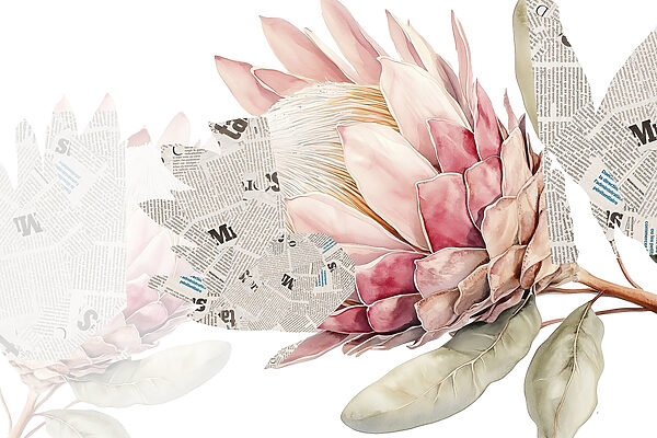 Flor con periódico y papel de periódico Flor con periódico y papel de periódico