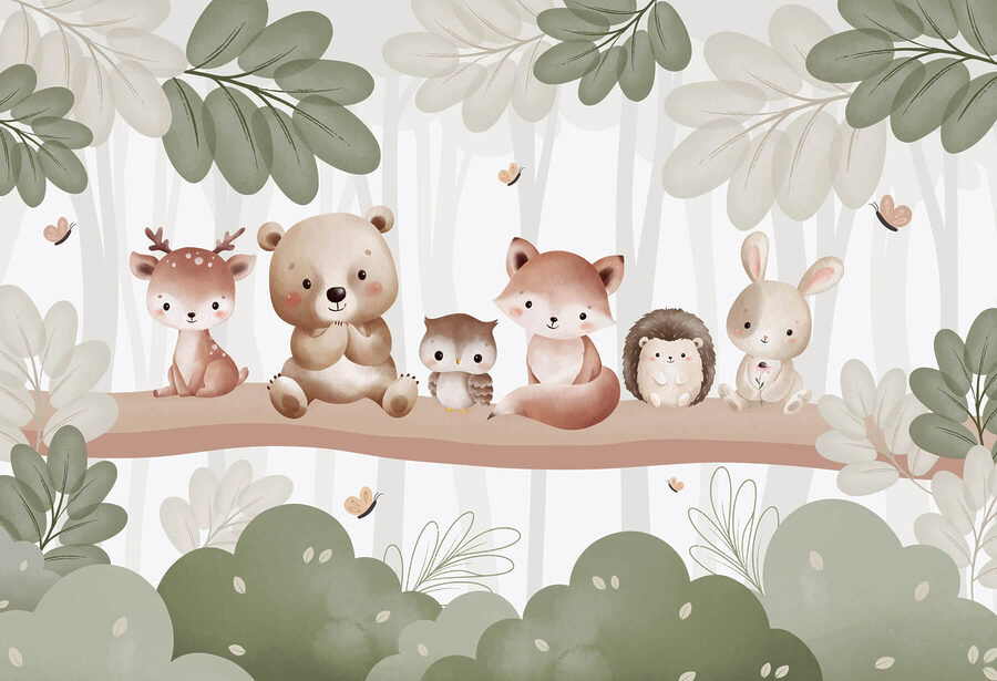 Grupo de animales en la rama de un árbol