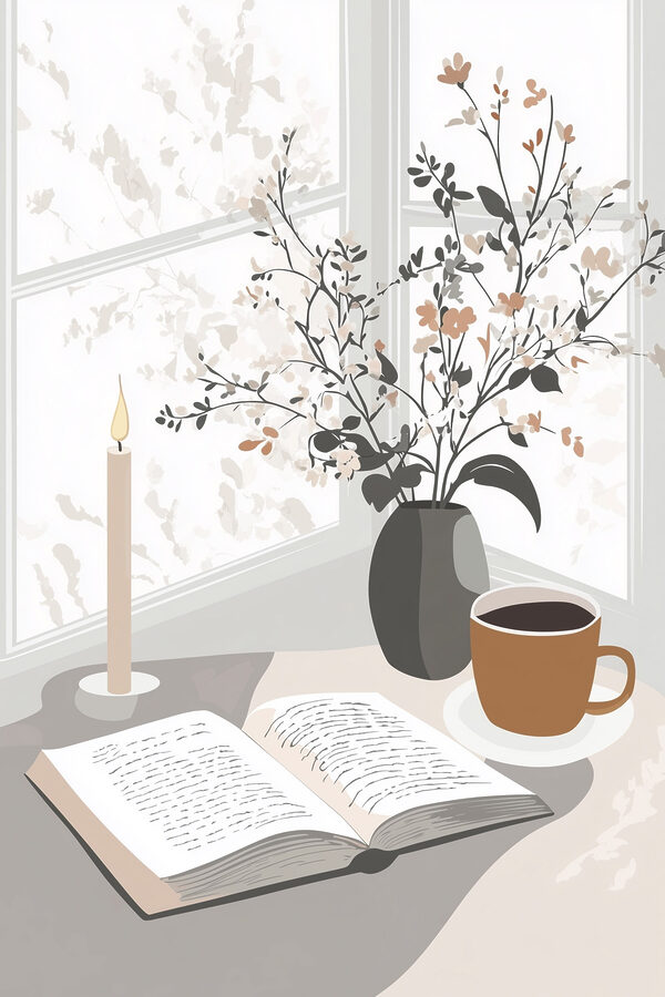 Book and a cup of coffee on a table Book and a cup of coffee on a table
